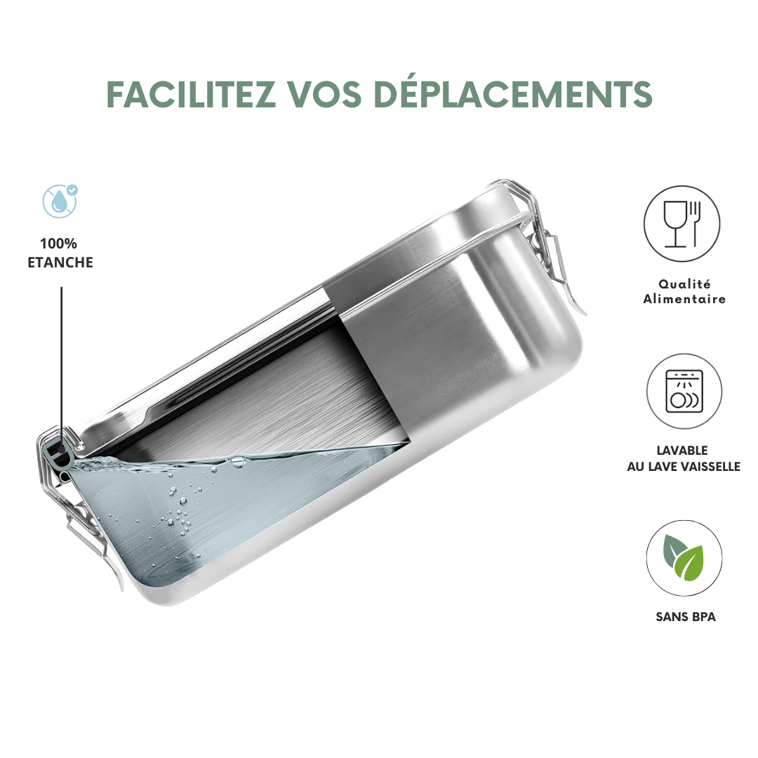 Lunch Box Nomad avec Séparateur – 100% Acier Inoxydable